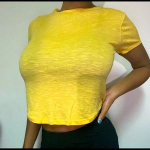 Yellow Forever 21 plain t-shirt